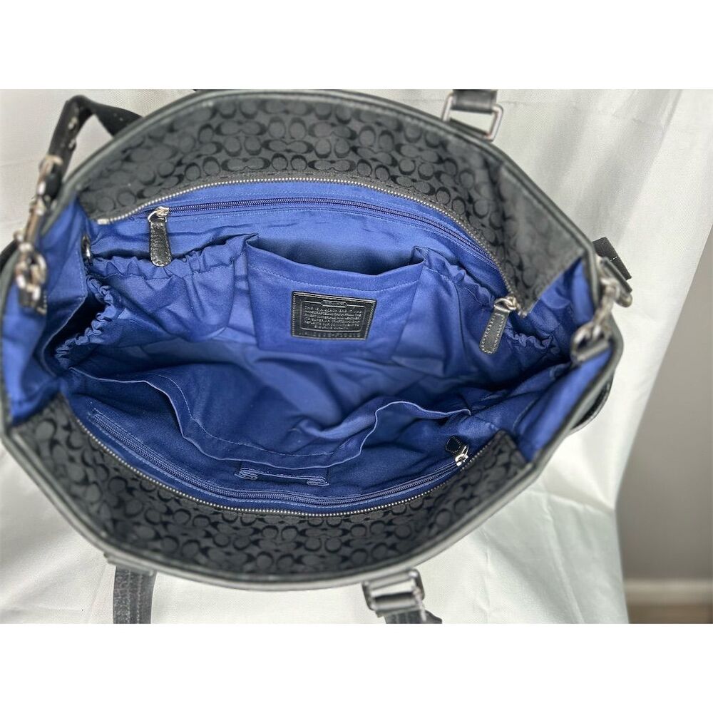 Coach Women's Black Canvas & Leather Tote Bag with Dust Bag EUC - Picture 3 of 16